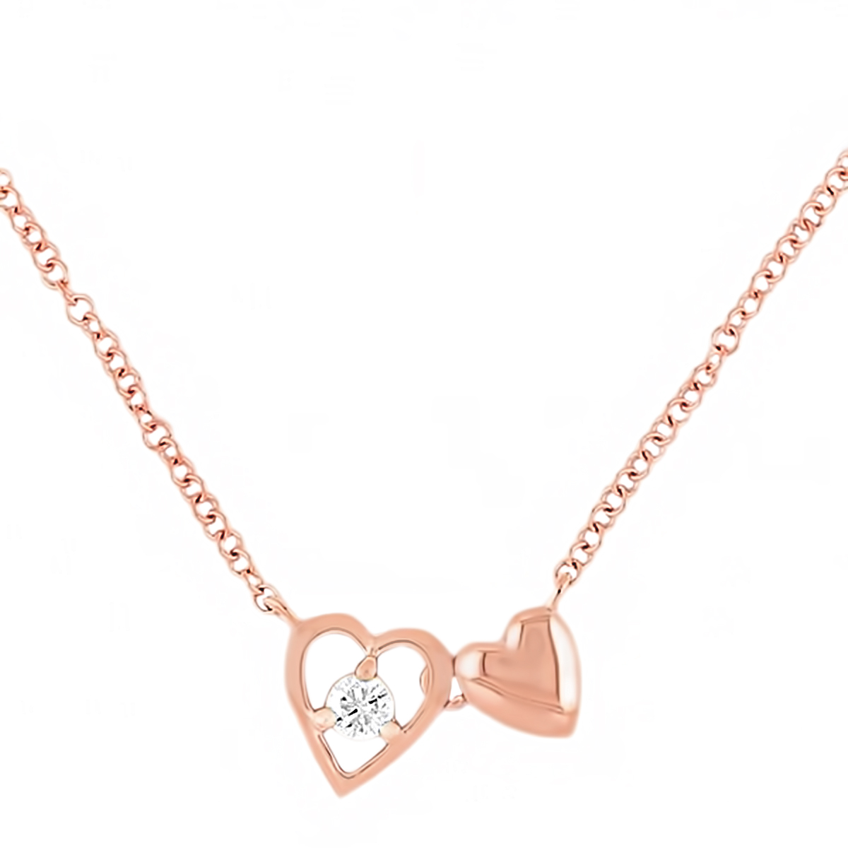London Collection 14k Gold Double Heart Necklace