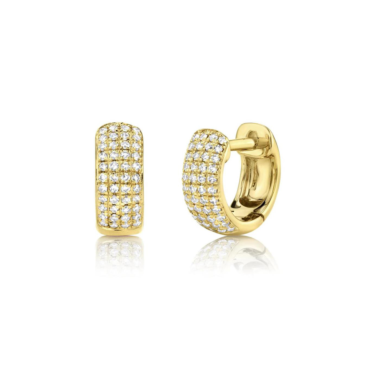 London Collection 14k Gold Multi Row Pave Diamond Huggie Earrings