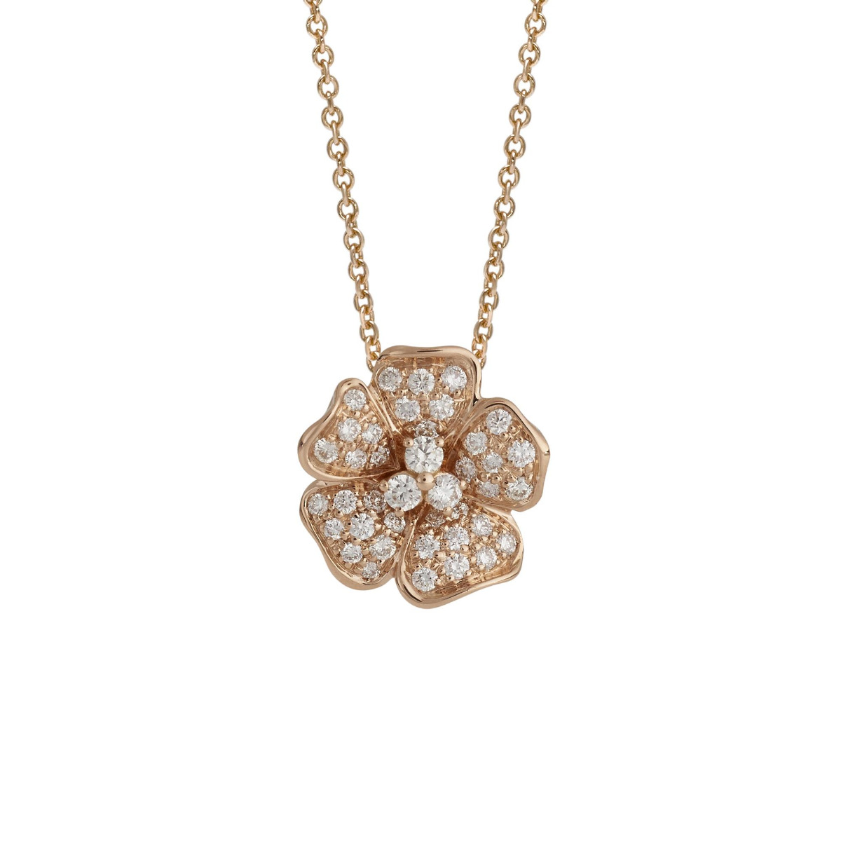 Leo Pizzo Rose Gold Diamond Flower Pendant Necklace