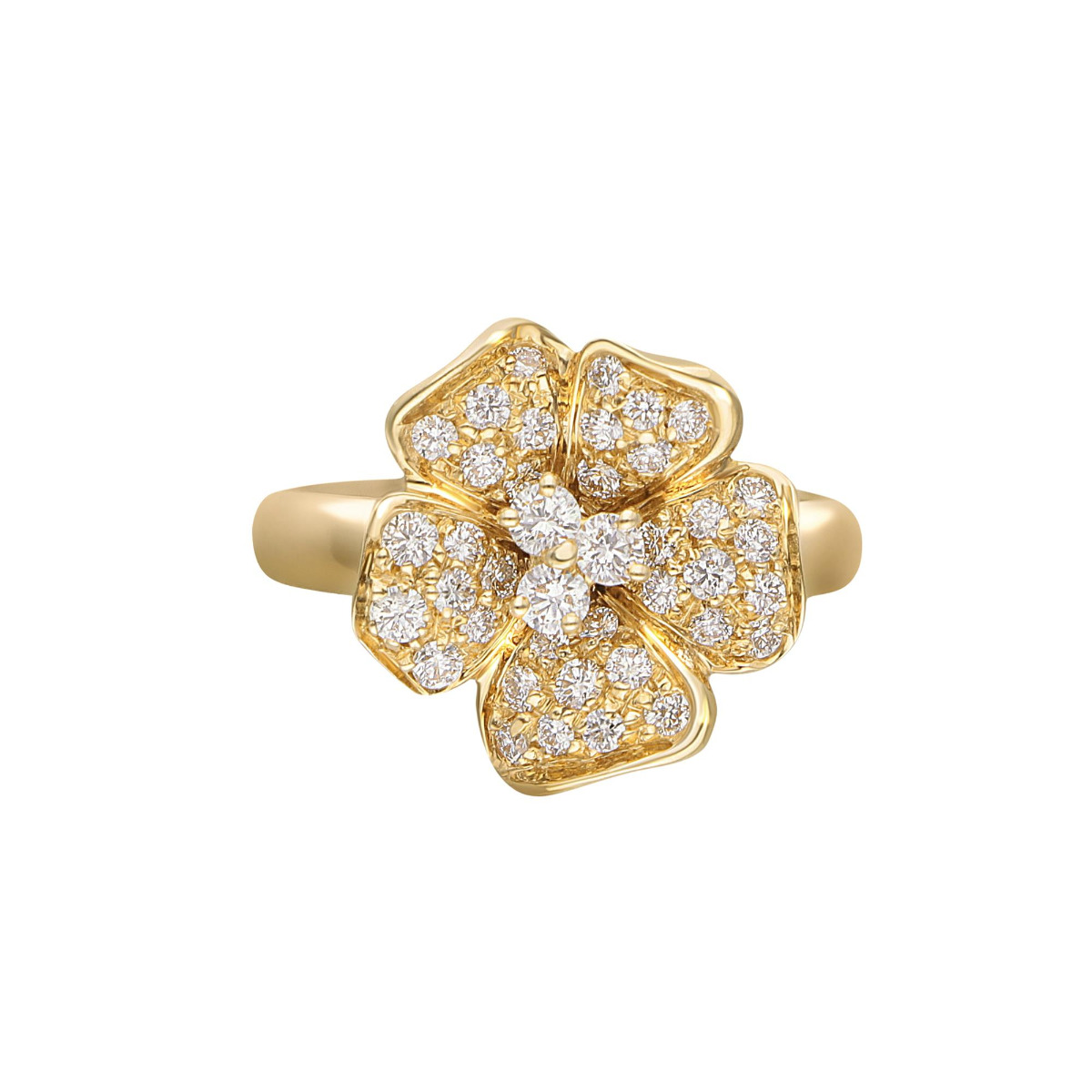 Leo Pizzo Yellow Gold and Diamond Flower Ring