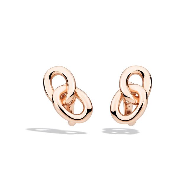 Pomellato Catene 18k Rose Gold Stud Clip Earrings