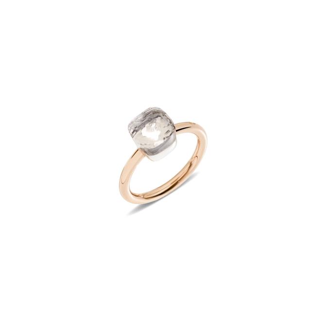 Pomellato Nudo 18k Rose and White Gold White Topaz Ring
