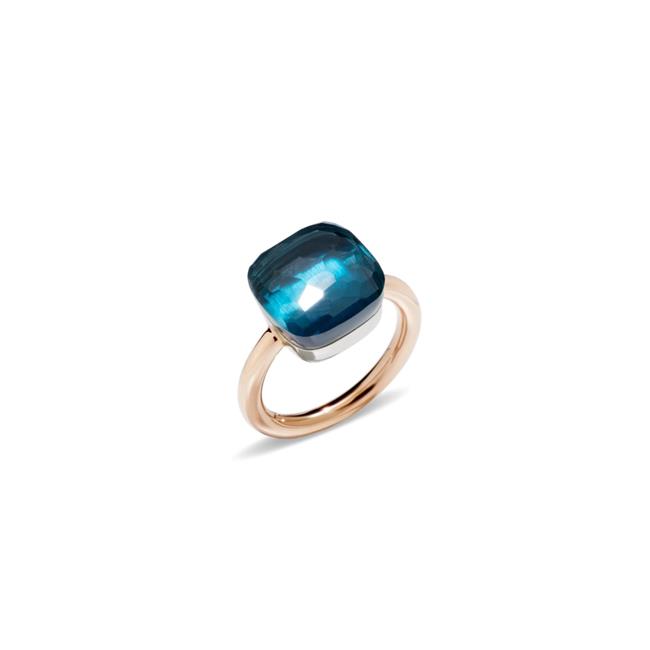 Pomellato Nudo Maxi 18k Rose and White Gold London Blue Topaz Band