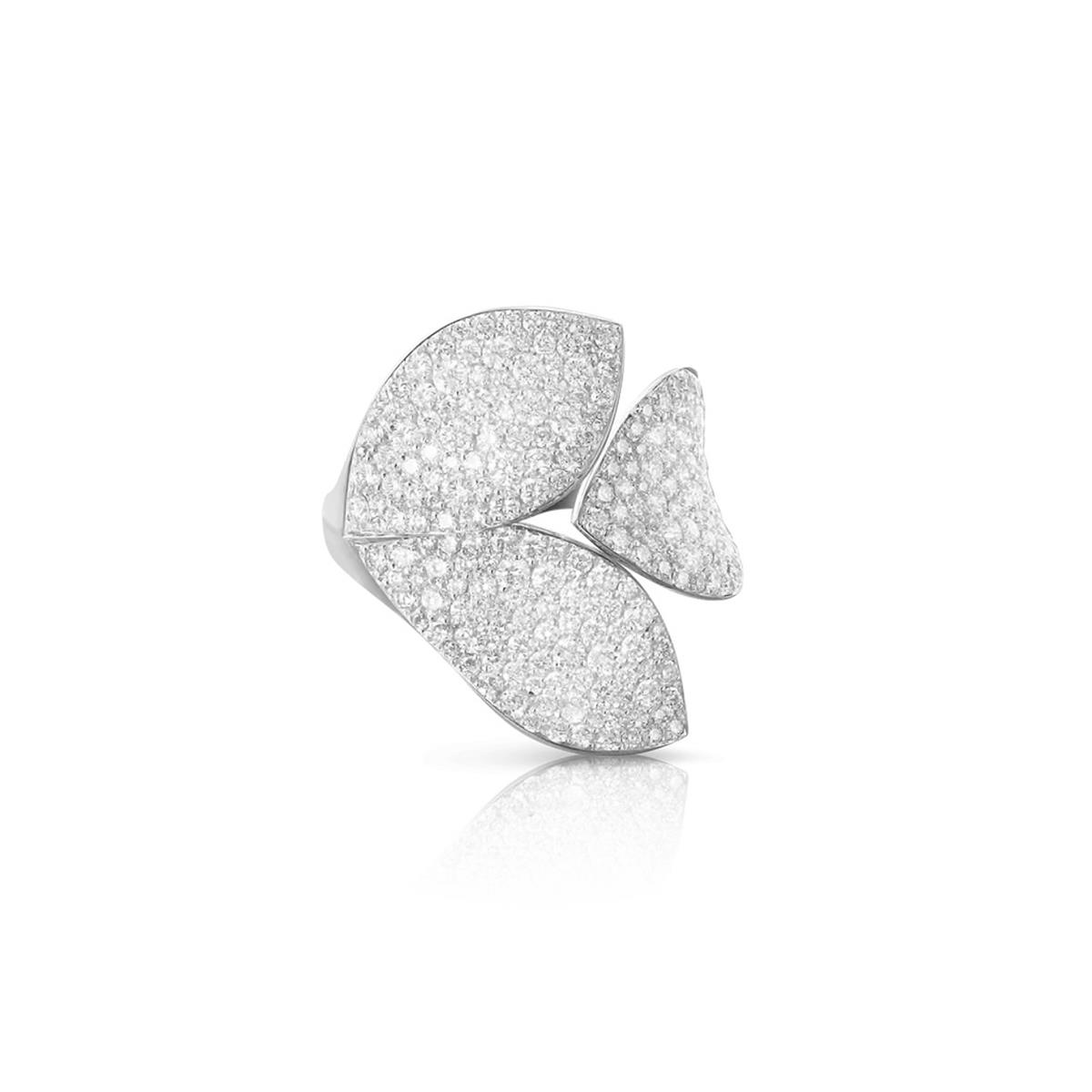 Pasquale Bruni Giardini Segreti 18k White Gold Diamond Leaf Ring