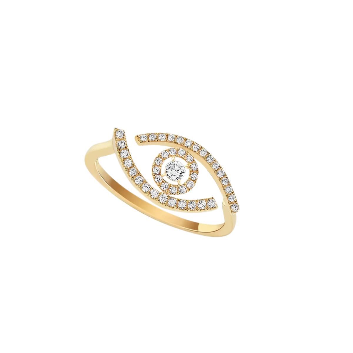 Messika Lucky Eye 18k Yellow Gold Pave Diamond Ring