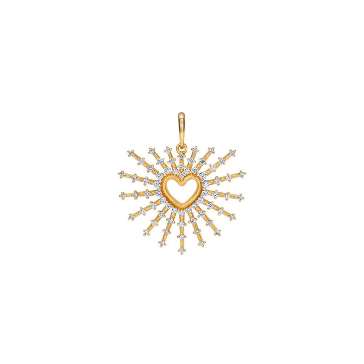 London Collection 18k Yellow Gold Diamond Heart Burst Charm Pendant