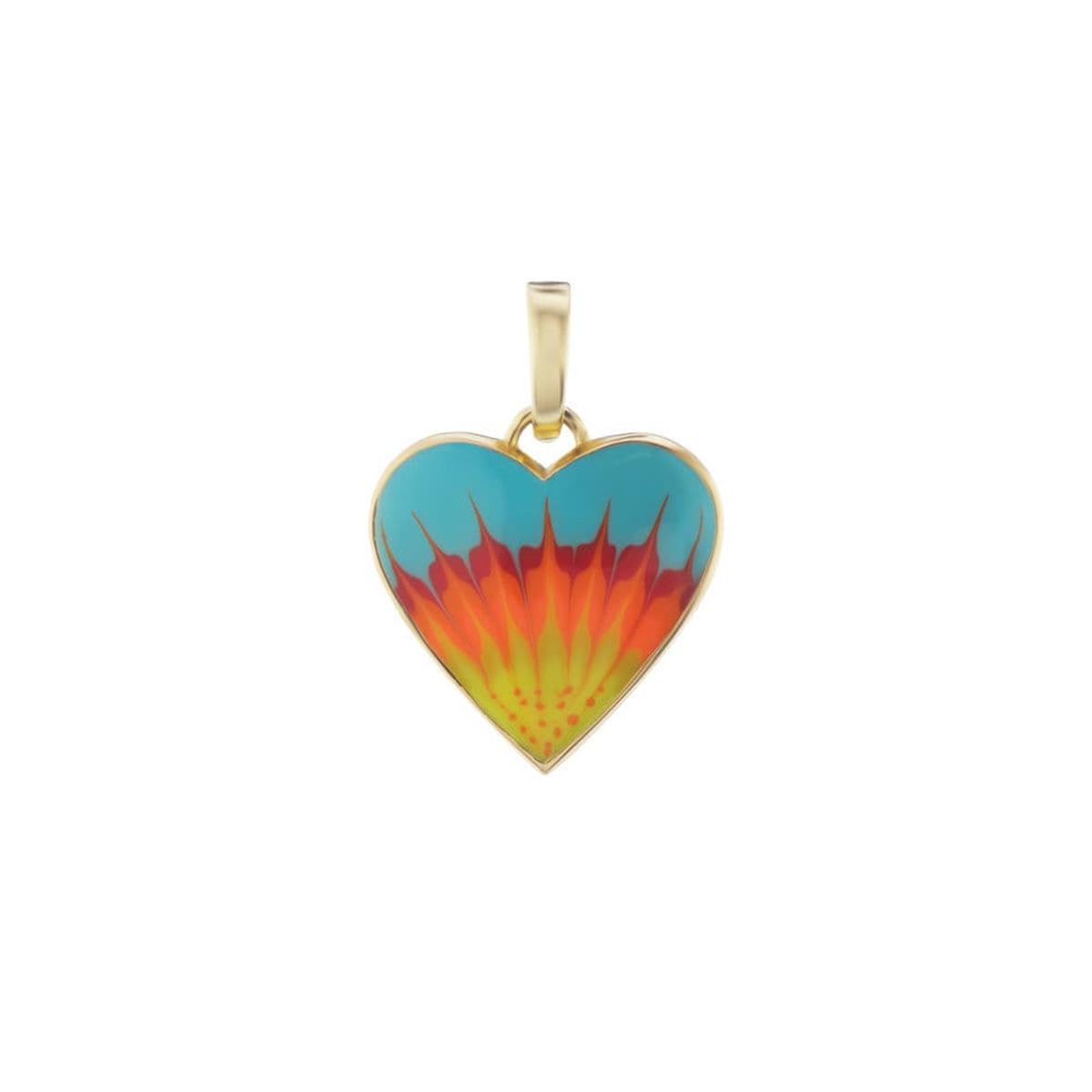 London Collection 14k Yellow Gold Multi Color Enamel & Diamond Heart Charm Pendant