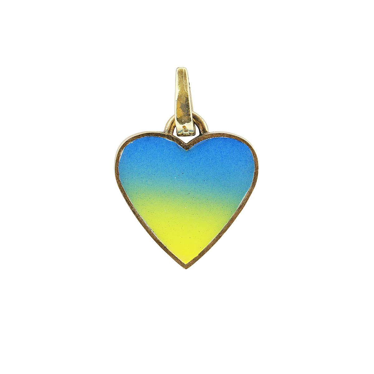 London Collection 14k Yellow Gold Ombre Enamel Heart Charm Pendant