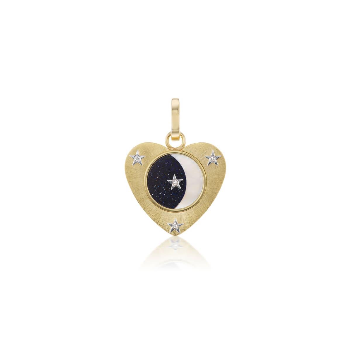 London Collection 18k Yellow Mini Heart Diamond Charm Pendant