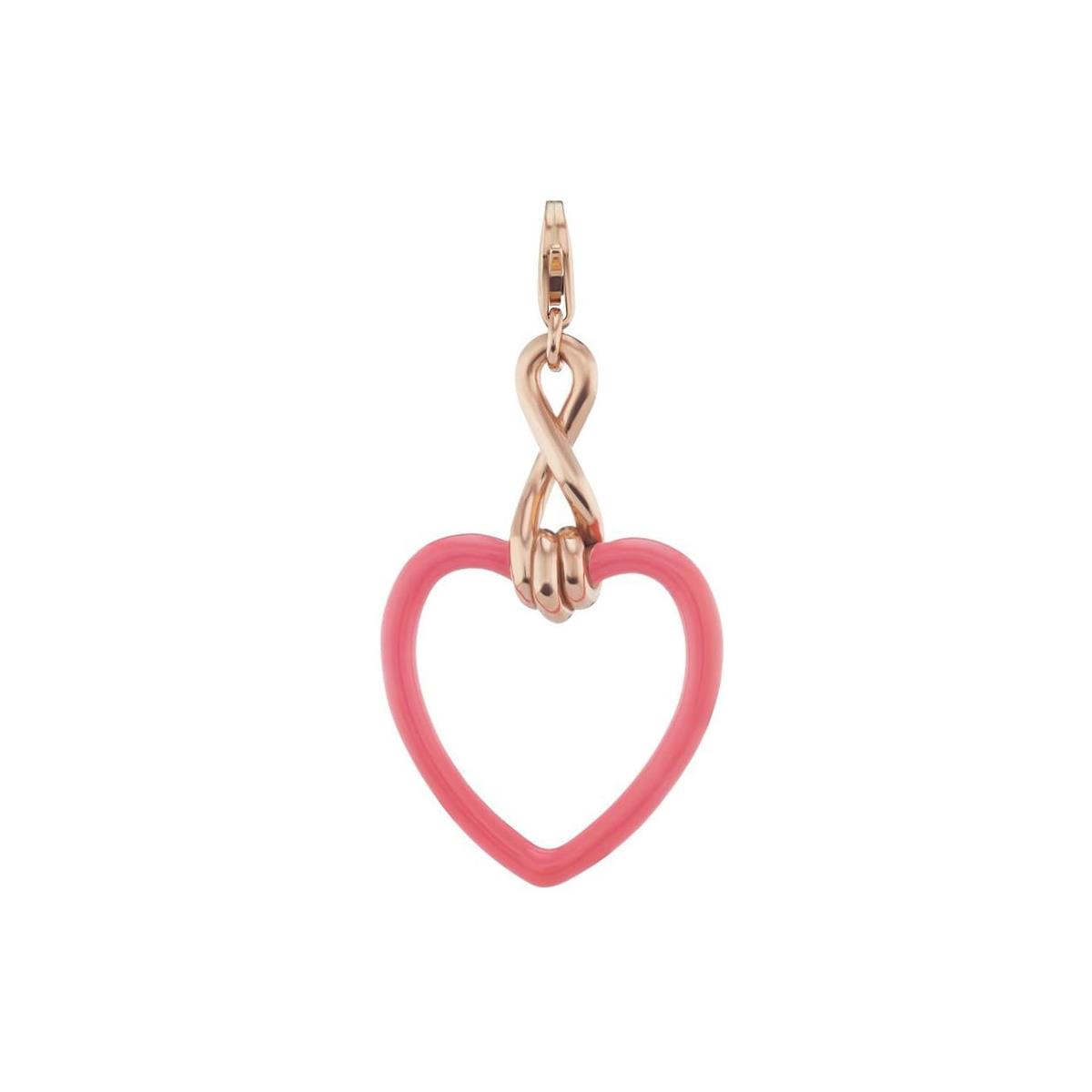 London Collection 9k Rose Gold Coral Enamel Heart Charm Pendant