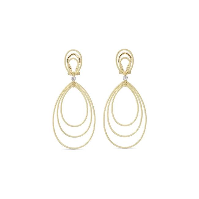 Buccellati Hawaii 18k Two Tone Diamond Pear Shaped Hoop Earrings