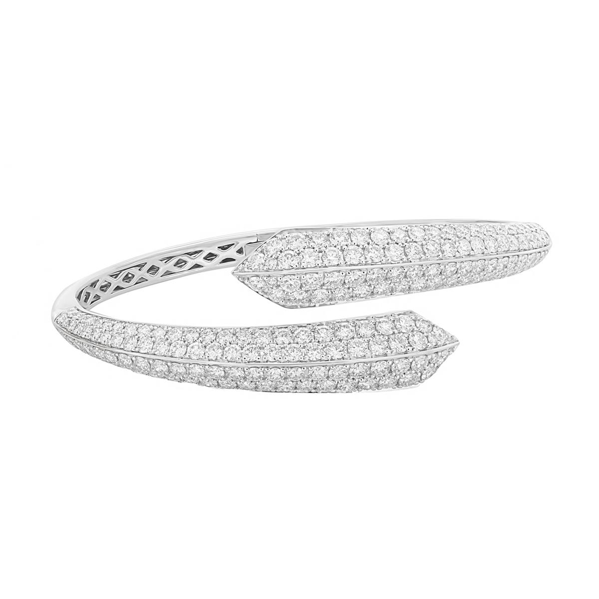 London Collection 18k White Gold Pave Diamond Bypass Cuff Bracelet