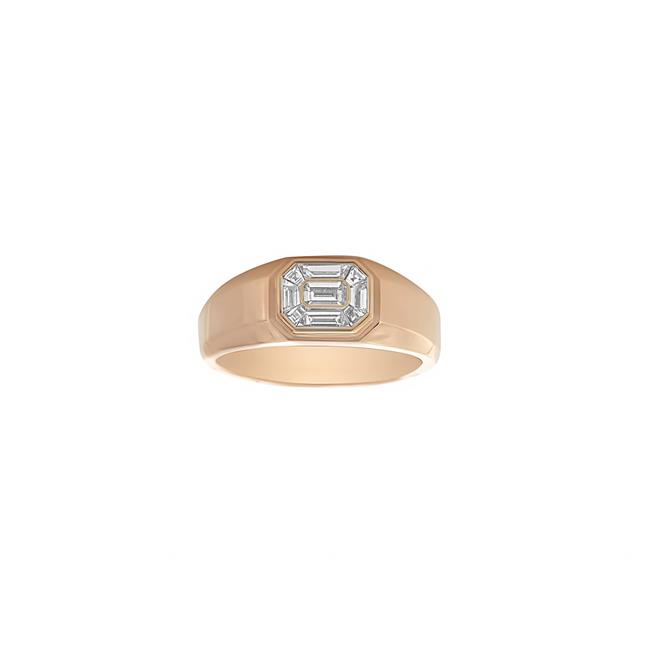 Henri Daussi 14k Rose Gold Baguette Diamond Ring