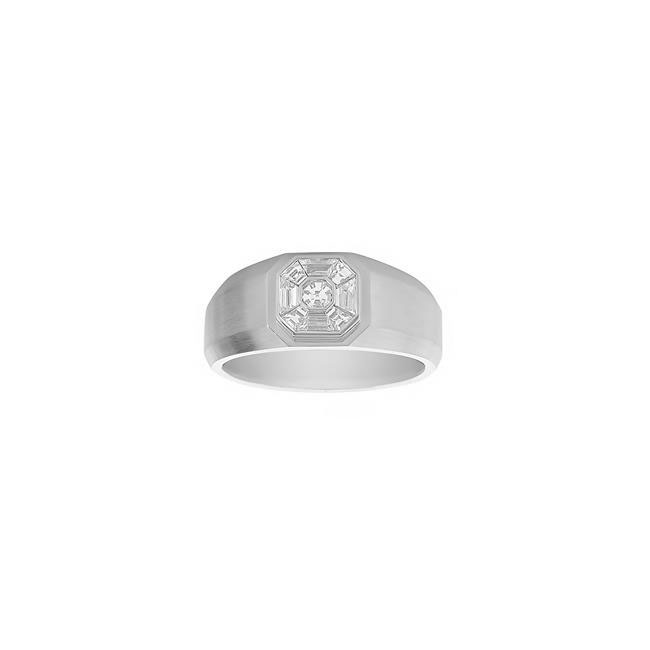 Henri Daussi 14k White Gold Mixed Shape Diamond Ring