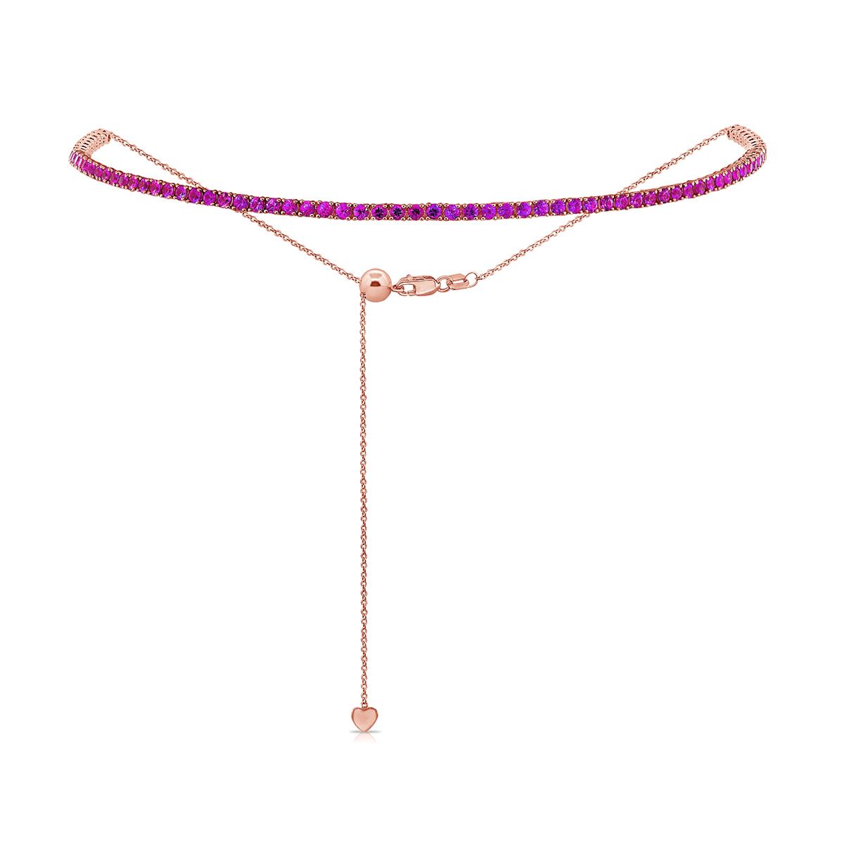 London Collection 14k Rose Gold Pink Sapphire Adjustable Choker Necklace