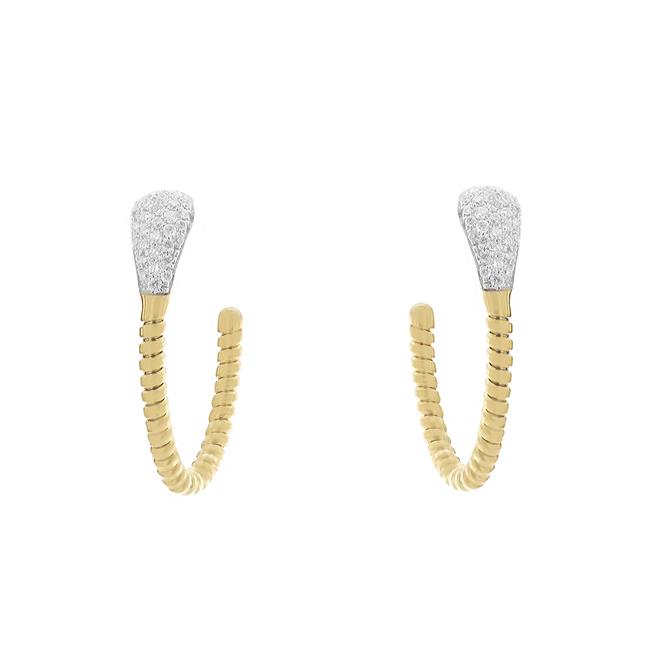 London Collection 18k Yellow and White Gold Diamond J Curve Earrings