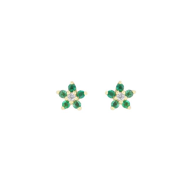 London Collection 14k Yellow Gold Small Gemstone And Diamond Flower Studs