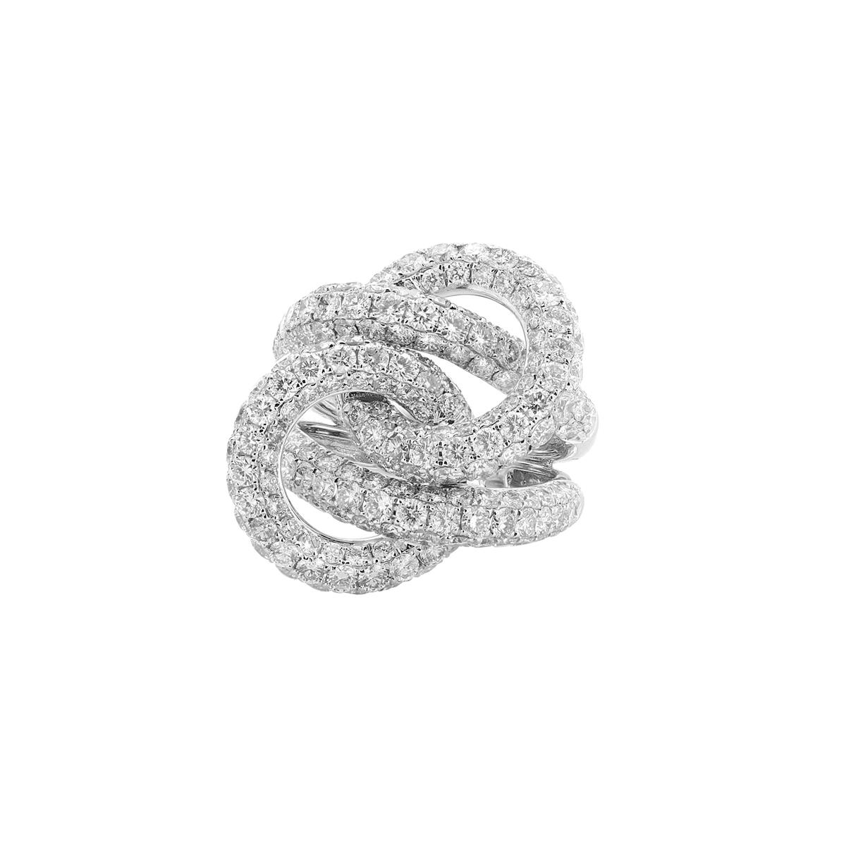 London Collection 18k White Gold Pave Diamond Knot Ring