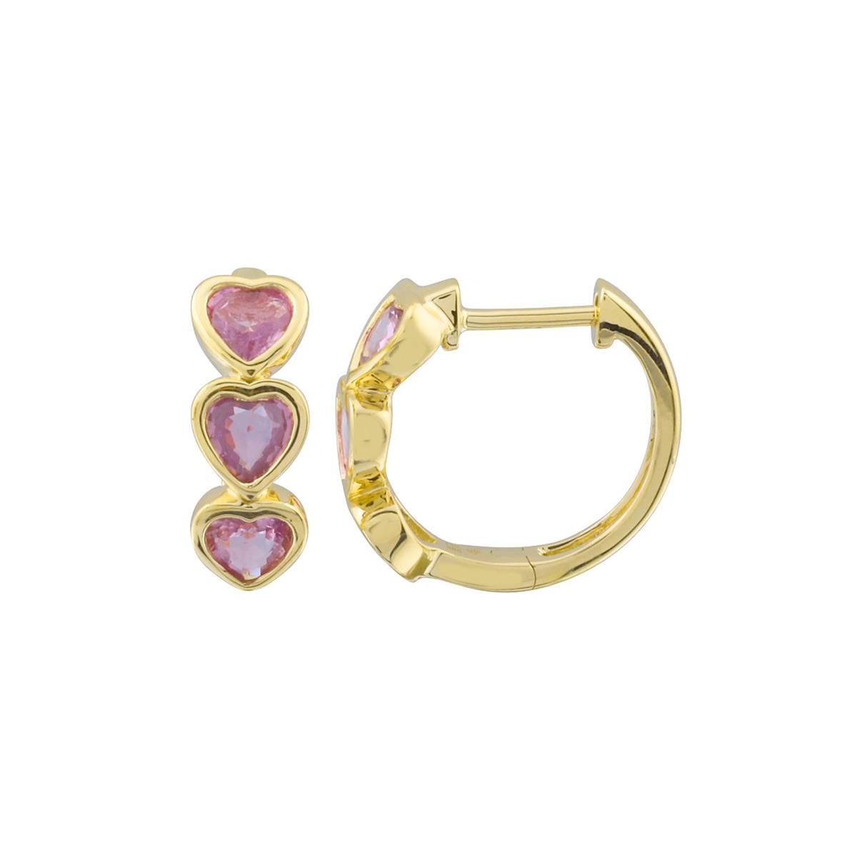 London Collection 14k Yellow Gold Heart Shaped Gemstone Huggie Earrings