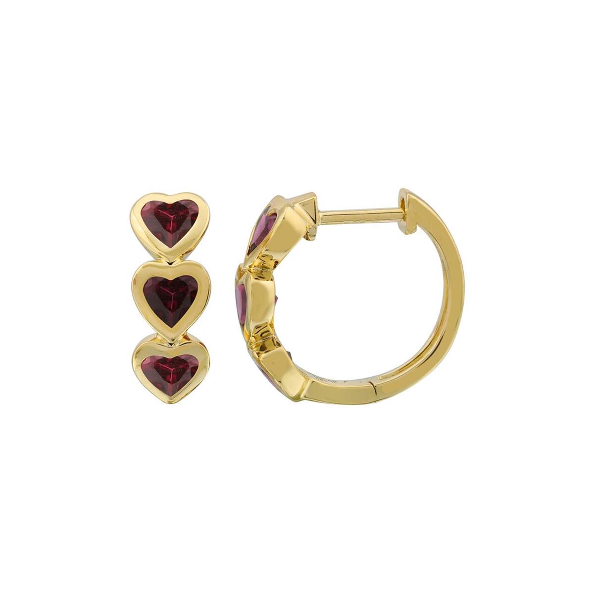 London Collection 14k Yellow Gold Heart Shaped Gemstone Huggie Earrings
