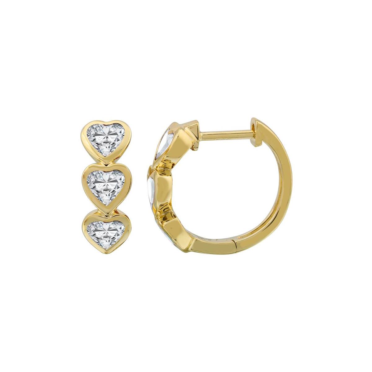 London Collection 14k Yellow Gold Heart Shaped Gemstone Huggie Earrings