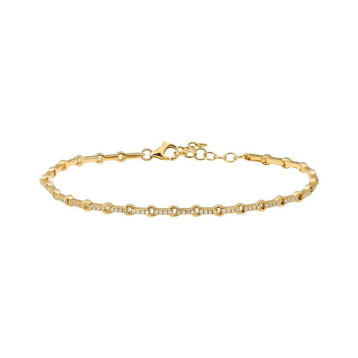 London Collection 14k Gold Diamond Link Chain Bracelet