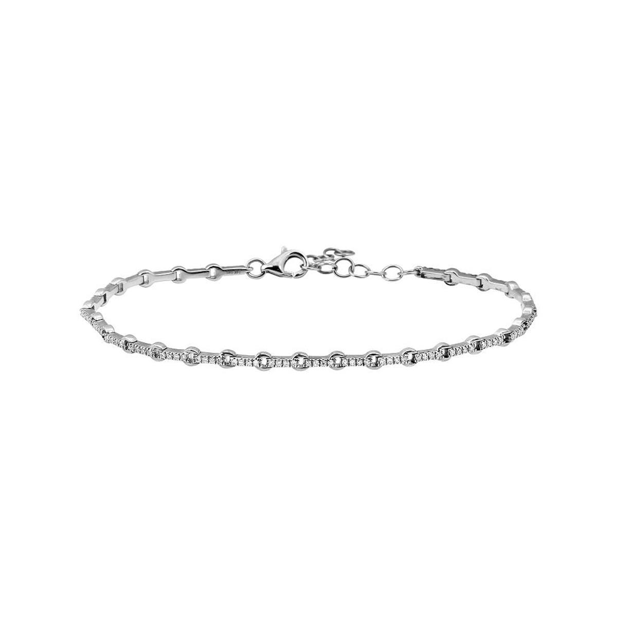 London Collection 14k Gold Diamond Link Chain Bracelet