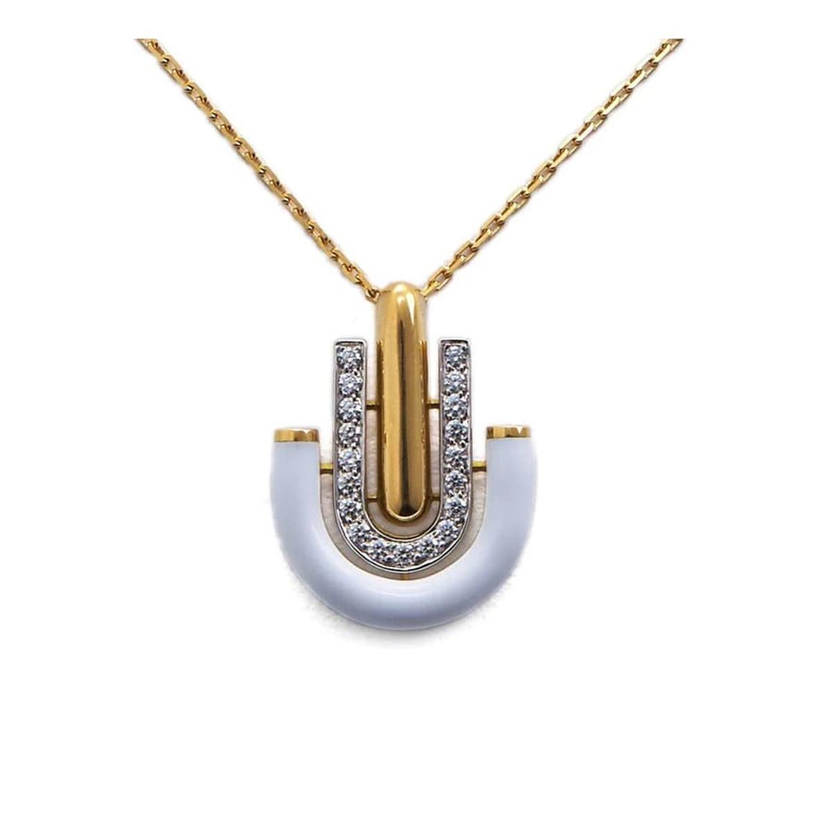 David Webb Motif Platinum 18k and Enamel Unity Necklace