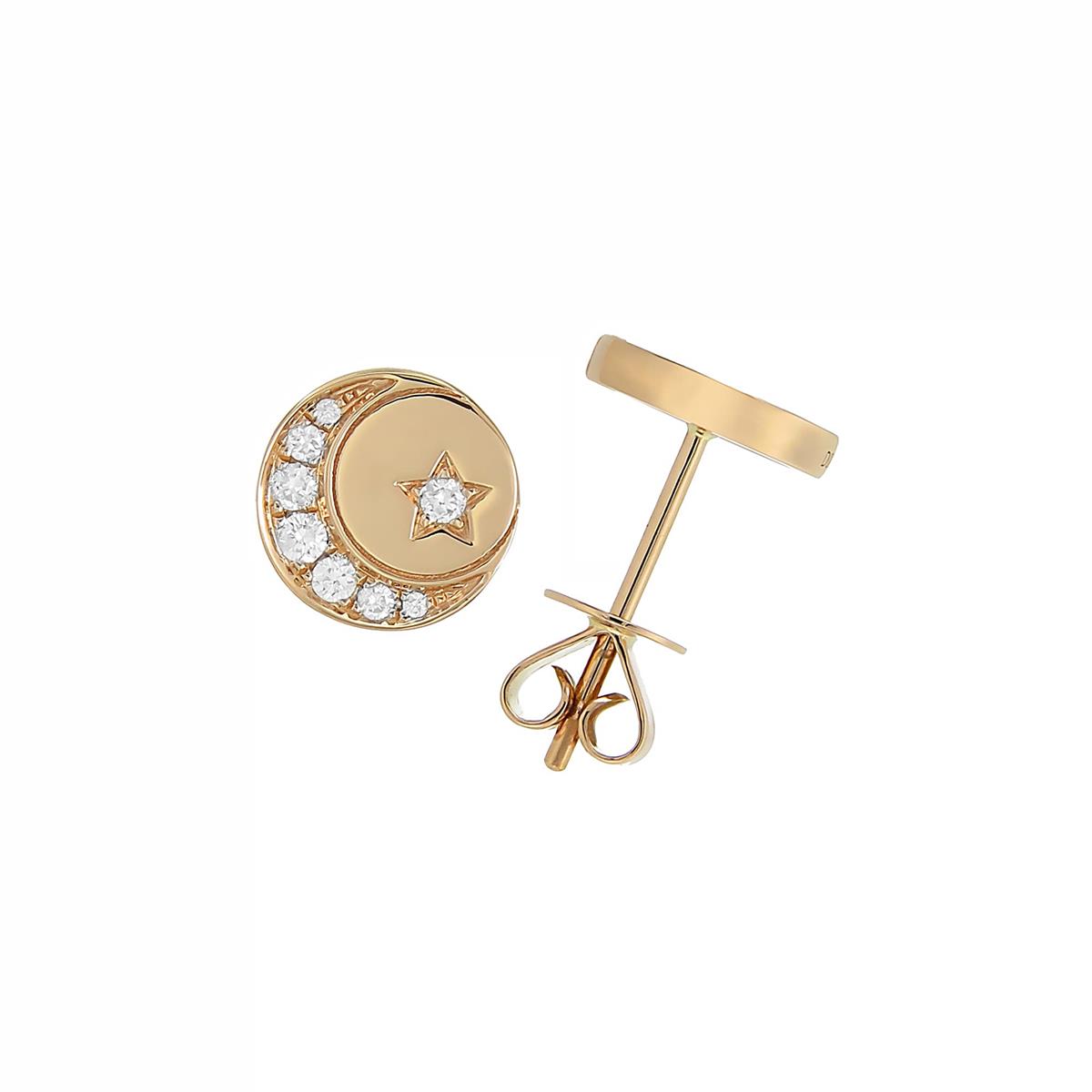 London Collection 18k Moon and Star Stud Earrings