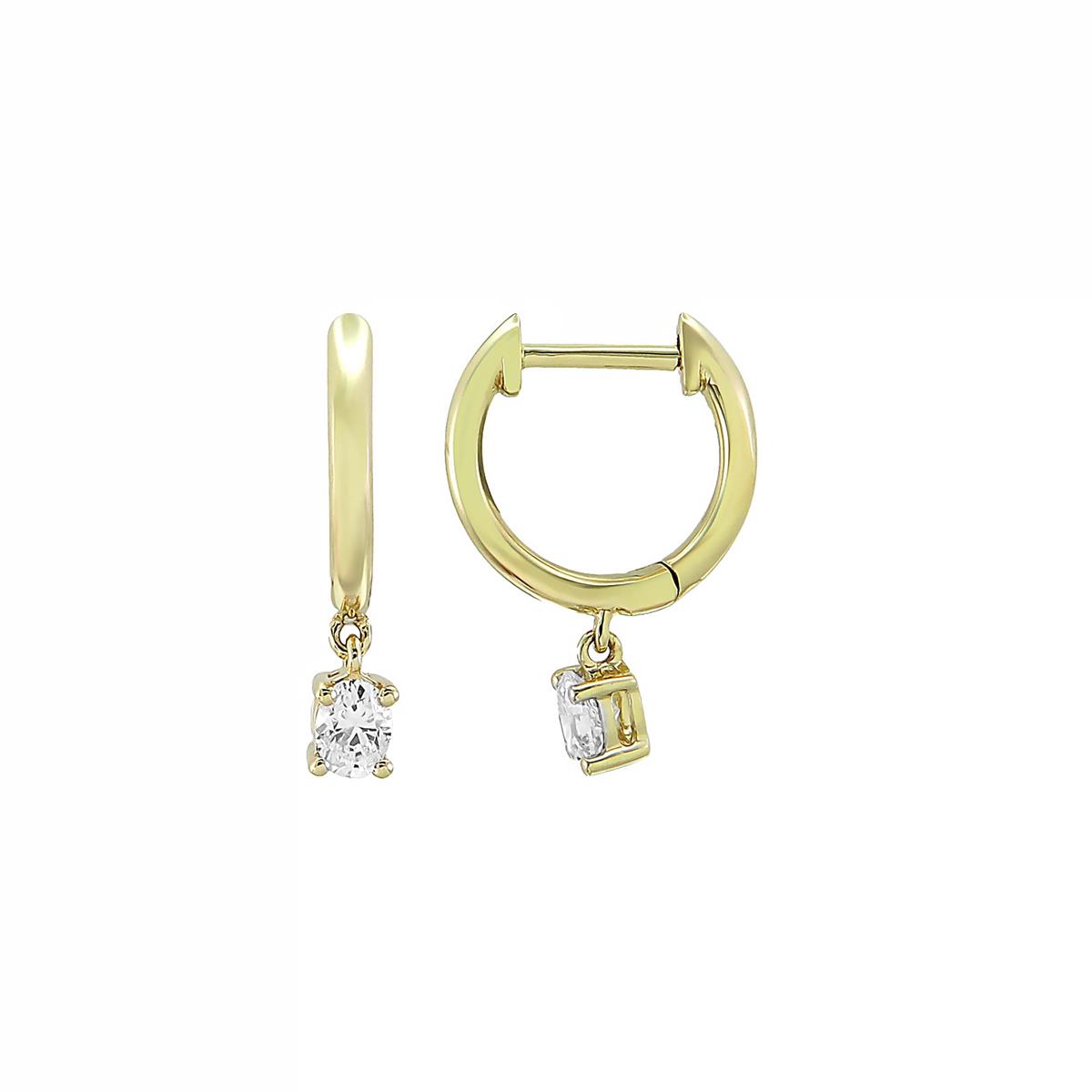 London Collection 18k Oval Diamond Drop Earrings