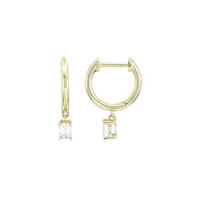 London Collection 18k Yellow Gold And Emerald Cut Diamond Drop Earrings