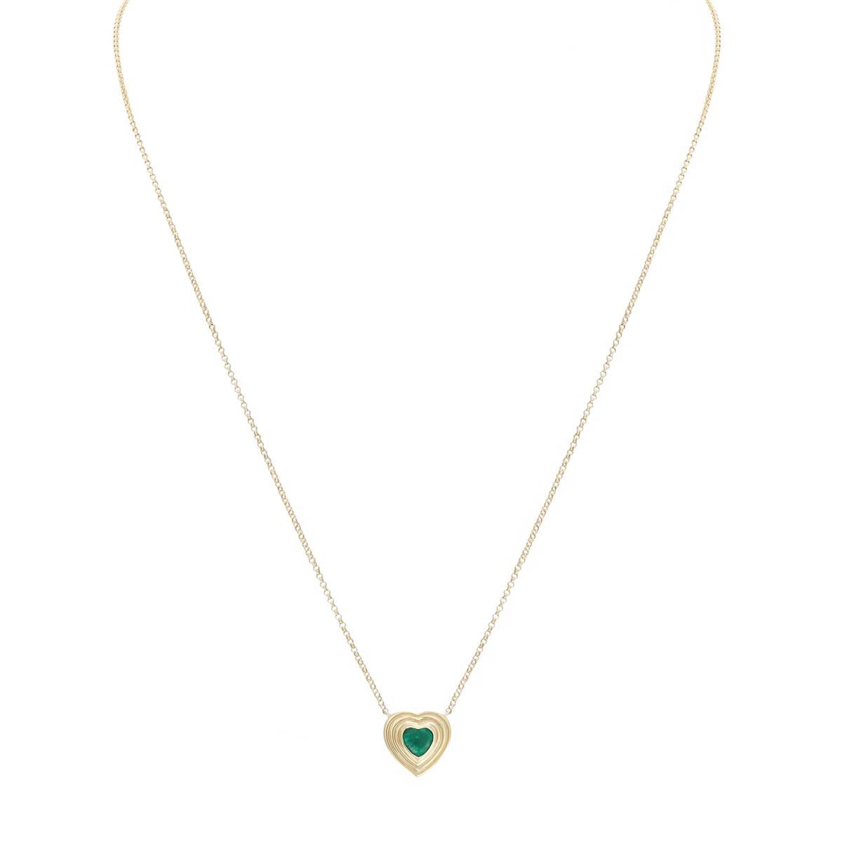 London Collection 14k Emerald Heart Pendant Necklace