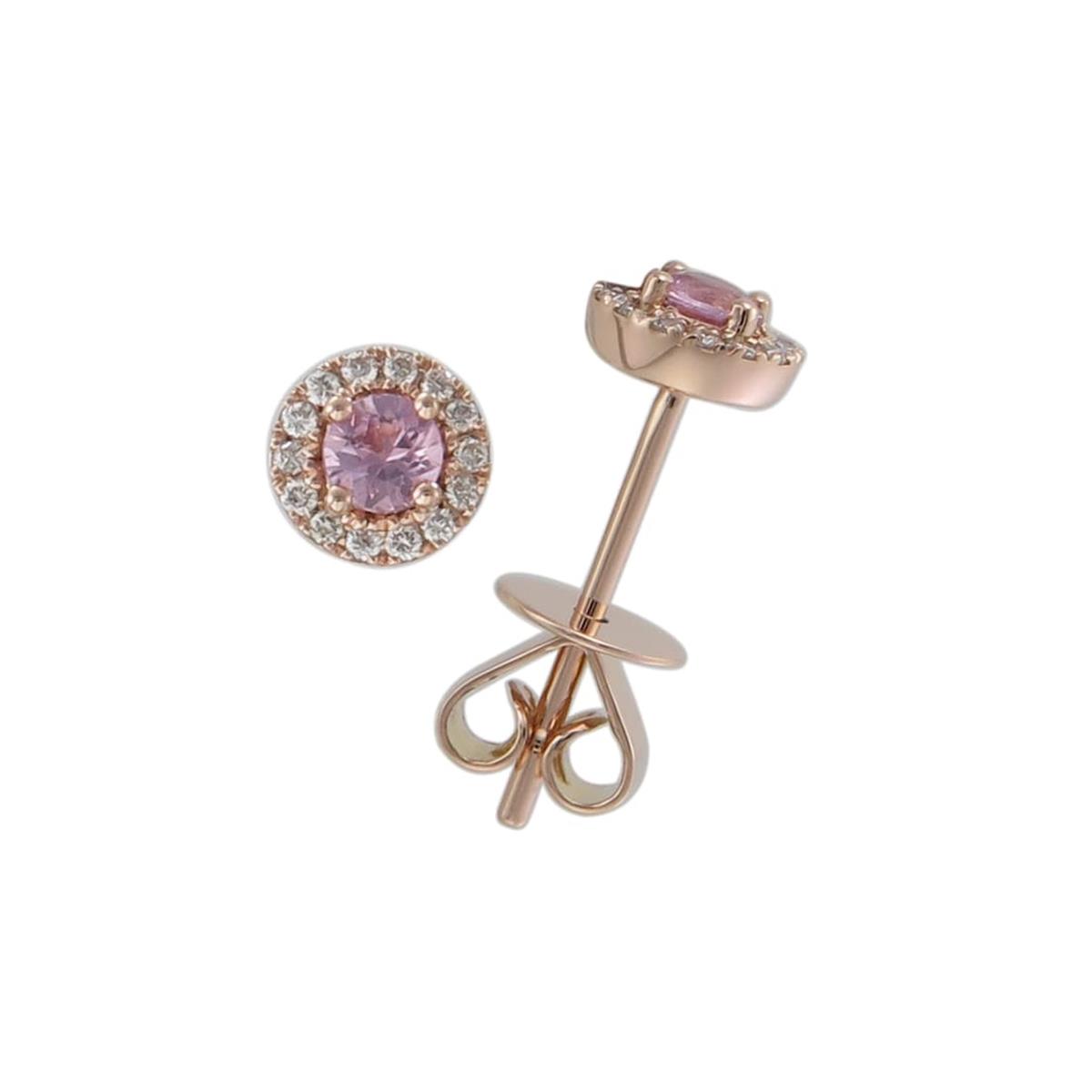 London Collection Pink Sapphire Diamond Halo Earrings