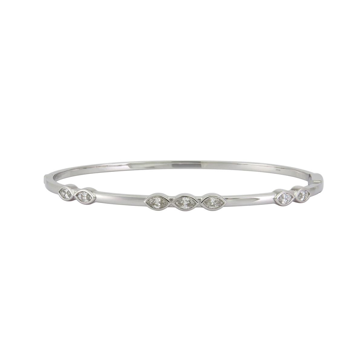 London Collection 18k Gold Bezel Set Marquise Diamond Station Bangle