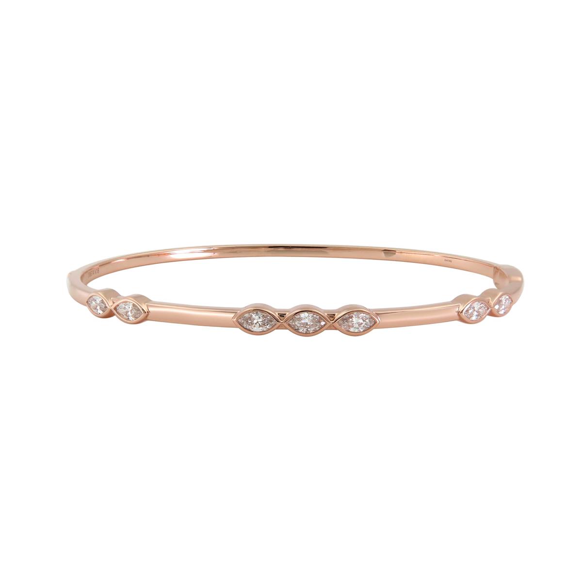 London Collection 18k Gold Bezel Set Marquise Diamond Station Bangle