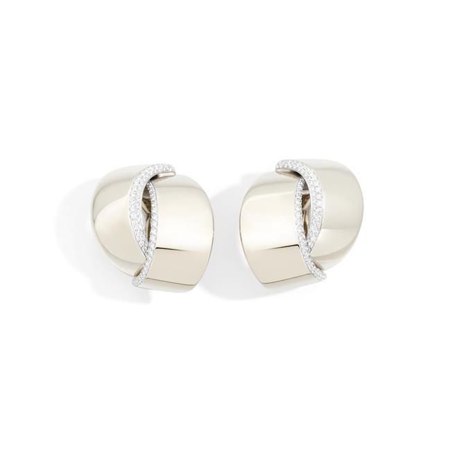 Vhernier Abbraccio Midi 18k White Gold Diamond Earclips