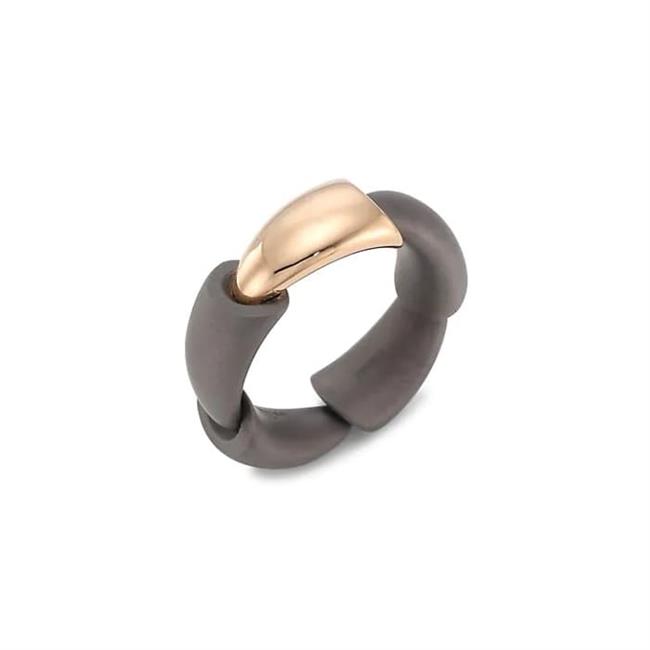 Vhernier Calla Media 18k Rose Gold and Titanium Ring
