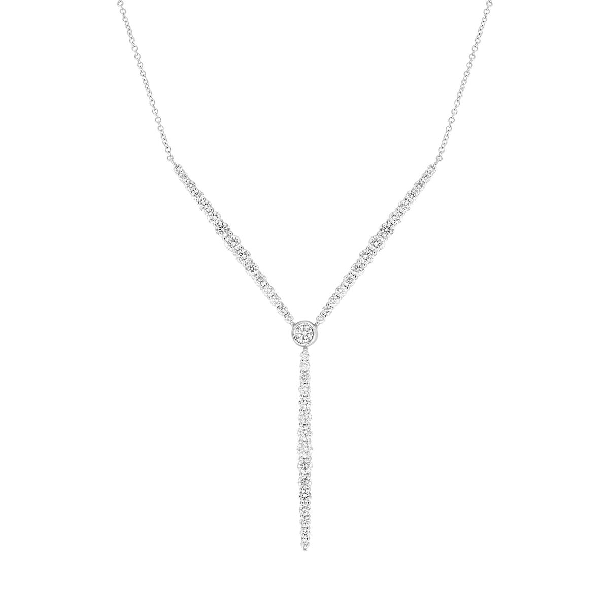 London Collection 18k White Gold Graduated and Bezel Set Diamond "Y" Necklace