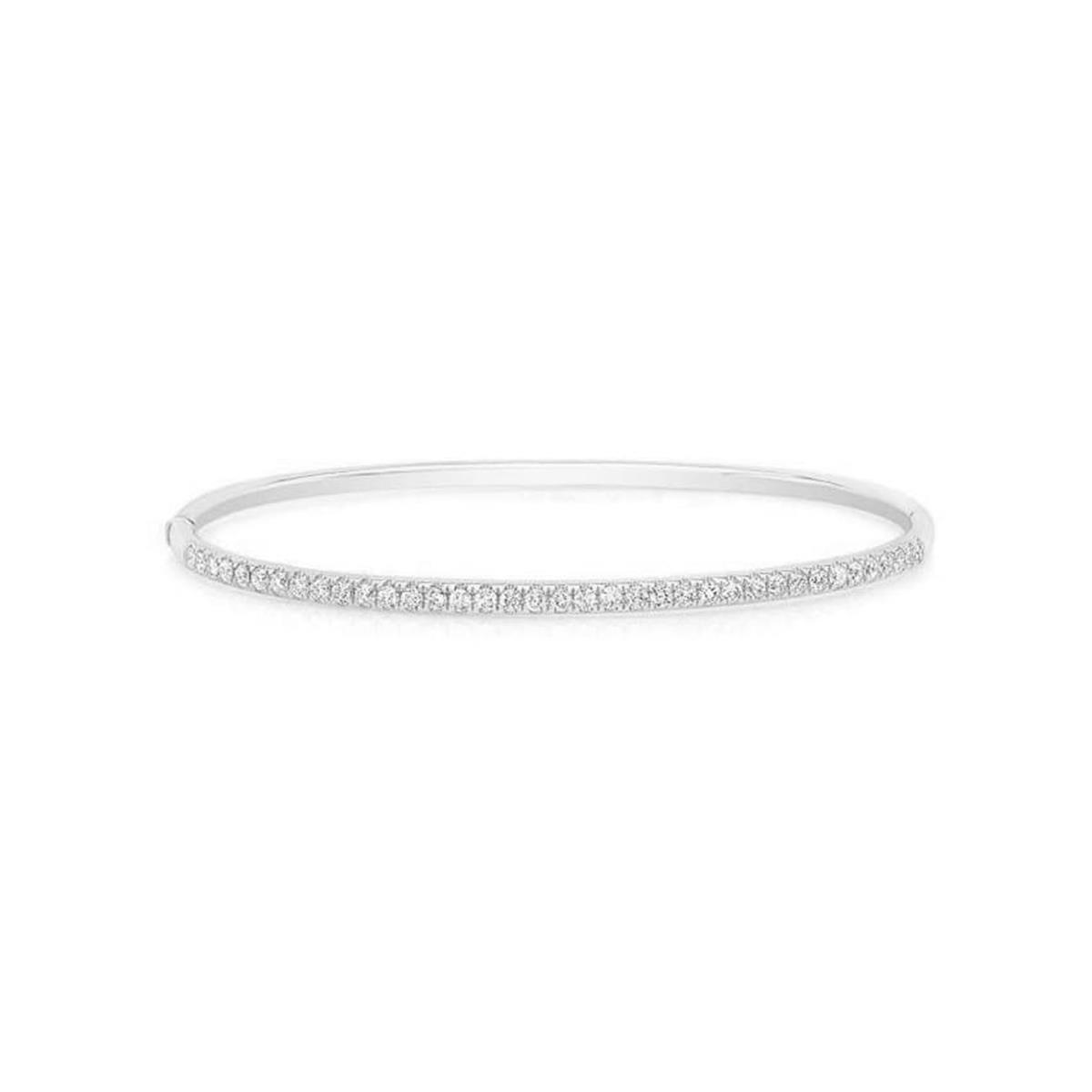 London Collection 14k Gold Single Row Pave Diamond Half Way Bangle