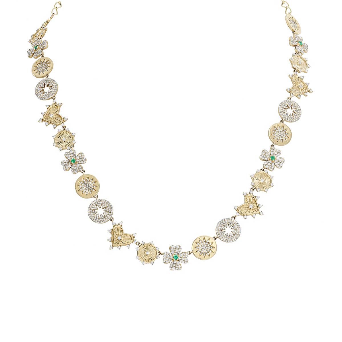London Collection 14k Diamond Charm Station Necklace