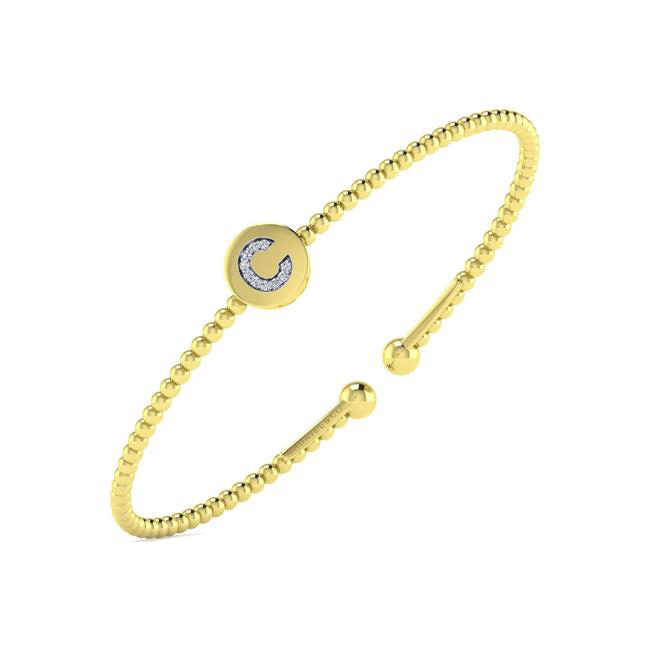 Gabriel & Co Bujukan 14k Yellow Gold Diamond C Initial Cuff Bracelet