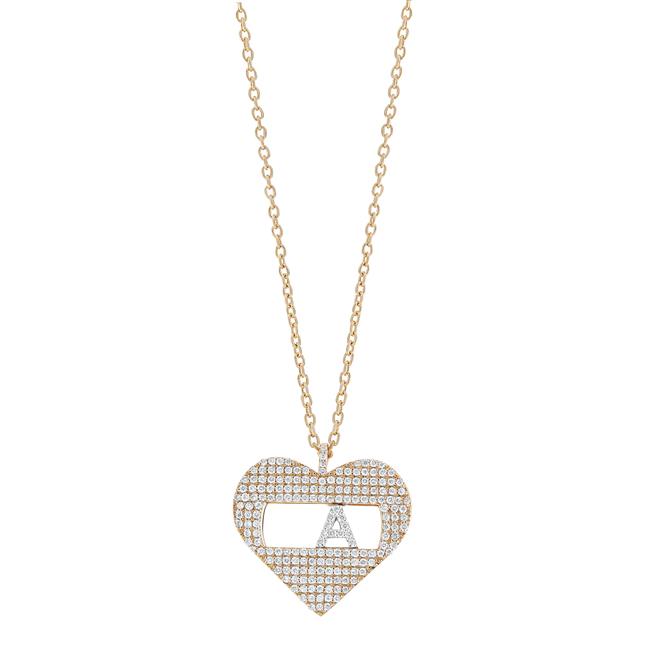 London Collection 18k Rose Gold and Diamond Heart Initial A Necklace