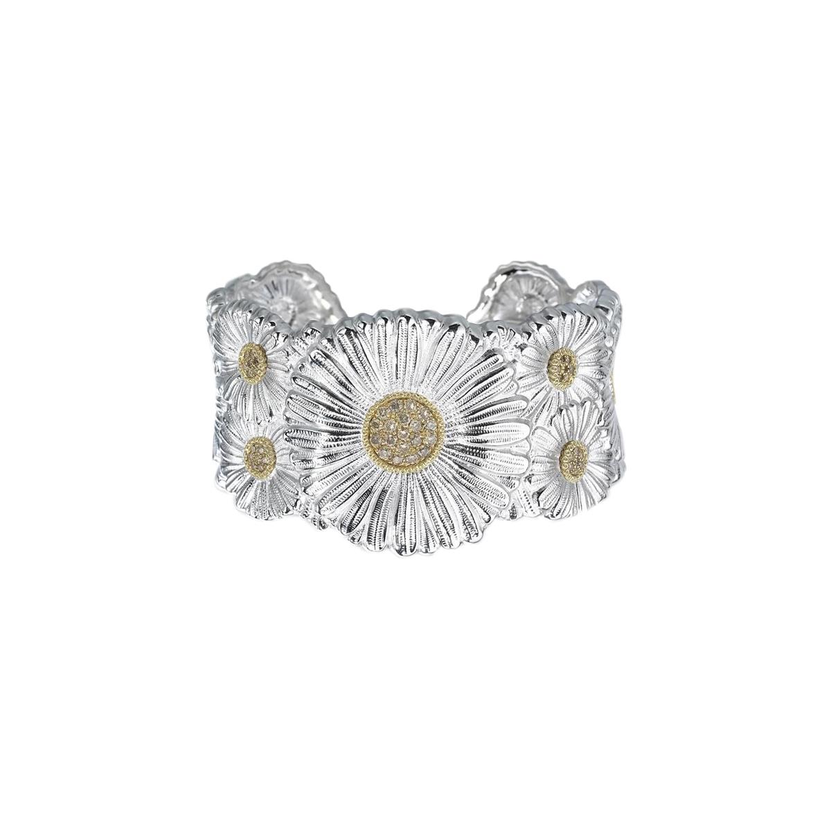Buccellati Blossoms Sterling Silver Vermeil & Diamond Cuff Bracelet