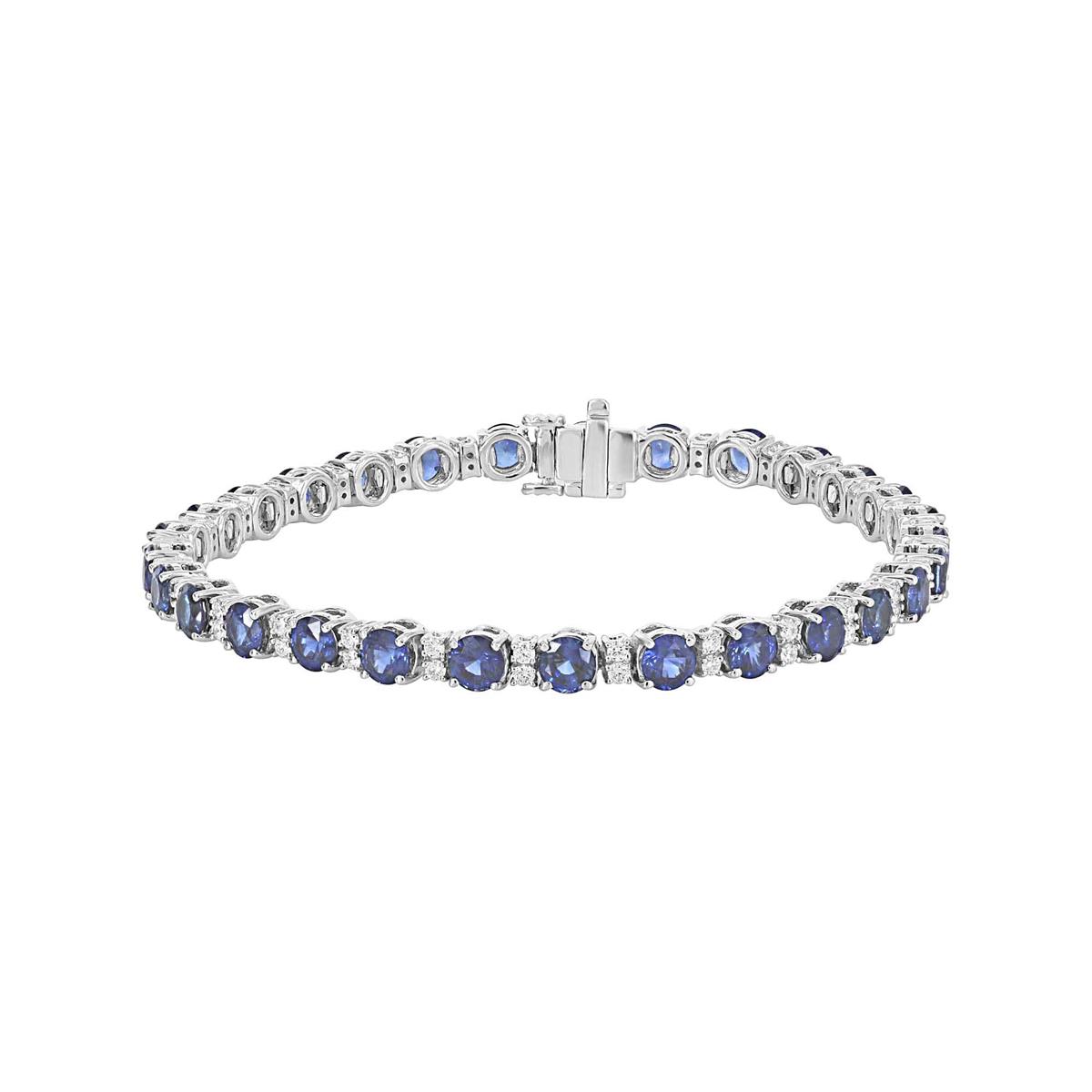 London Collection 18k White Gold Diamond and Cornflower Blue Sapphire Tennis Bracelet