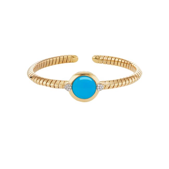 Marina B Soleil 18k Yellow Gold Turquoise And Diamond Bangle