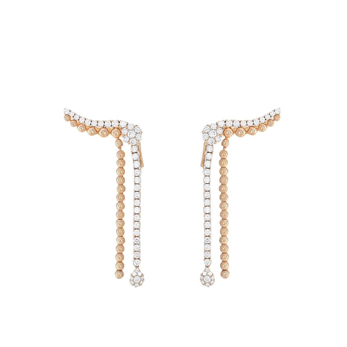 London Collection 18k Rose Gold and Diamond Ear Crawler Line Drop Earrings