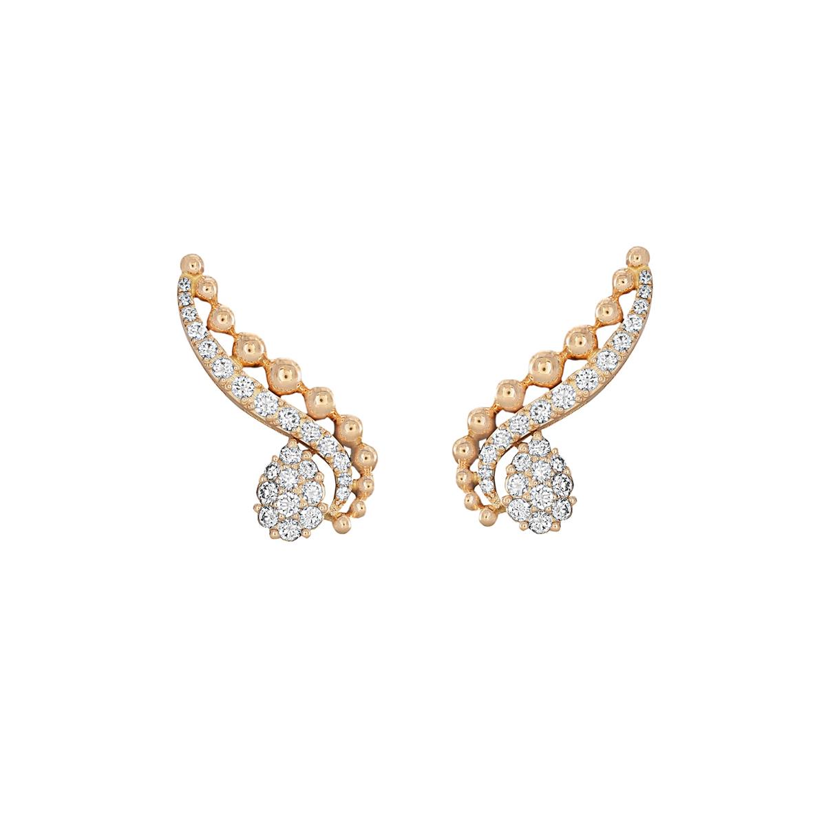 London Collection 18k Rose Gold and Diamond Swirl Ear Crawlers