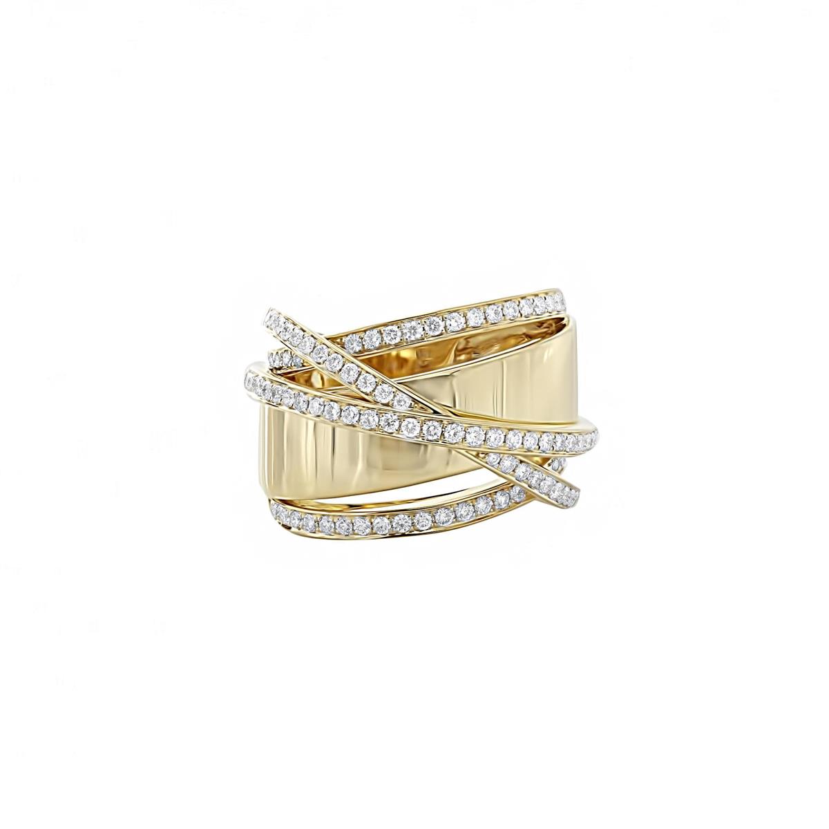 London Collection 18k Yellow Gold Diamond Crossover Ring