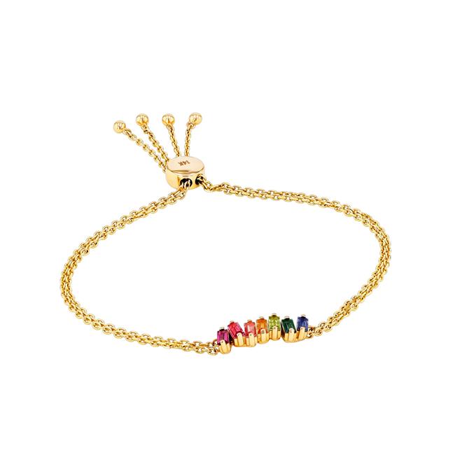 Suzanne Kalan Amalfi 14k Yellow Gold Rainbow Baguette Gemstone Bracelet