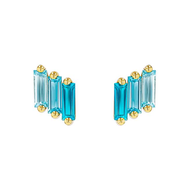 Suzanne Kalan Amalfi Midi 14k Yellow Gold Light Blue Ombre Studs